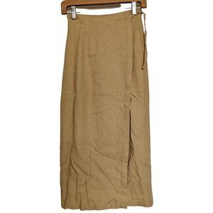 URBAN OUTFITTERS - WRAP SKIRT - YELLOW BEIGE/TAN - LINEN